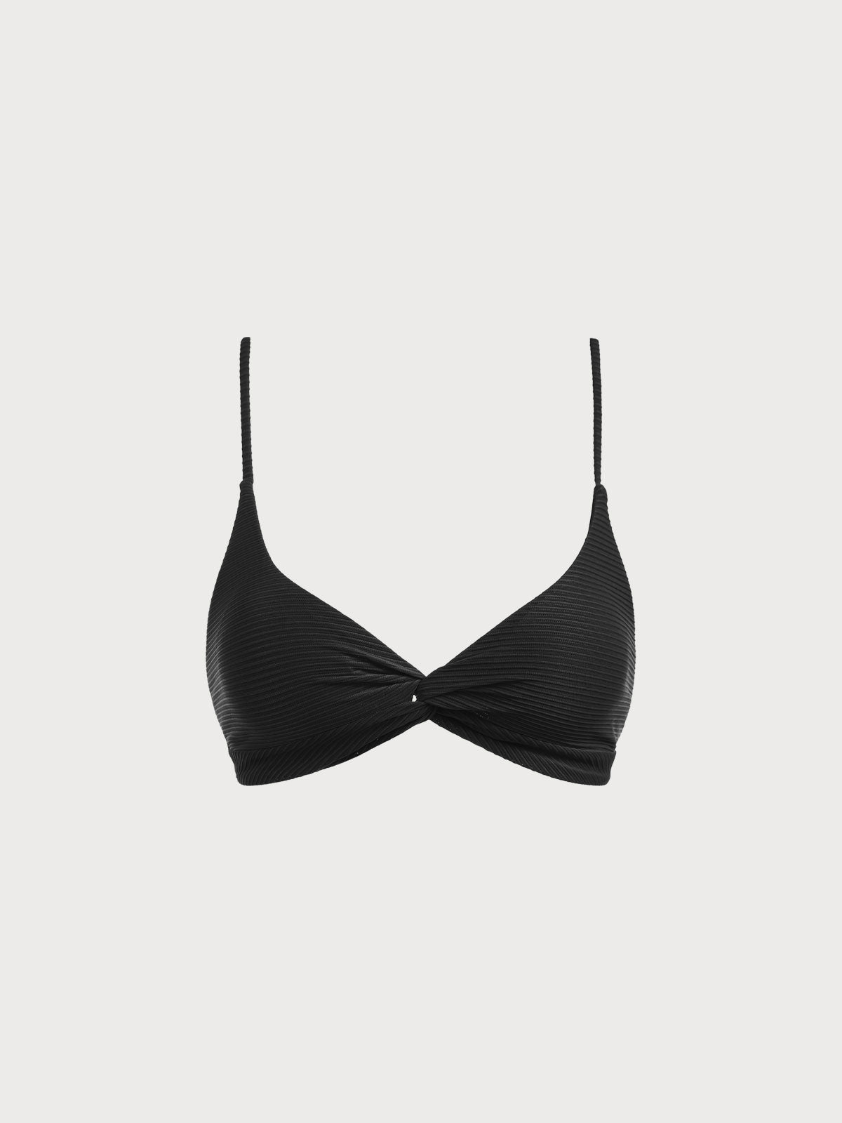 Bikini Top Negro con Espalda Retorcida y Sin Espalda