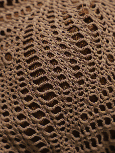 Bikini Top Triangular Café Crochet con Halter