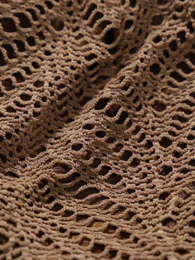 Bikini Top Triangular Café Crochet con Halter