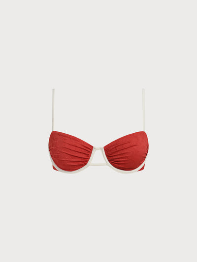 Bikini Top Jacquard Rojo Arcilla con Varilla