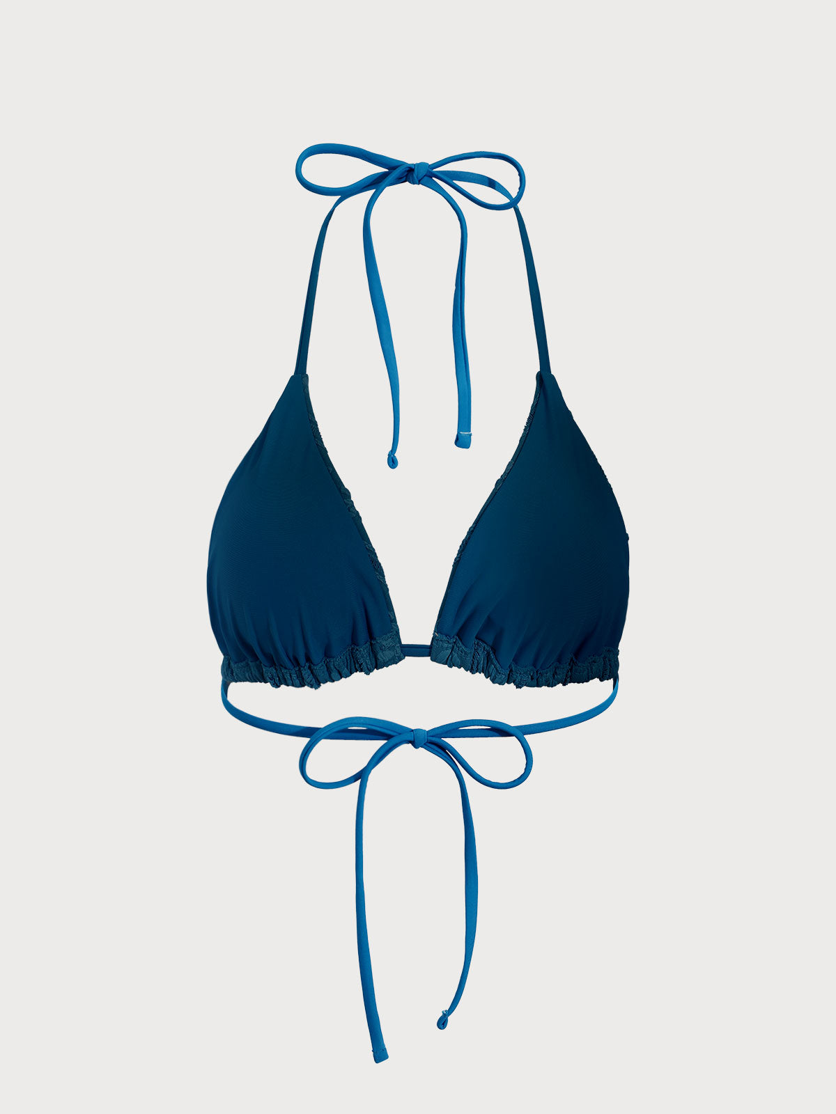 Bikini Top Azul Jacquard con Halter