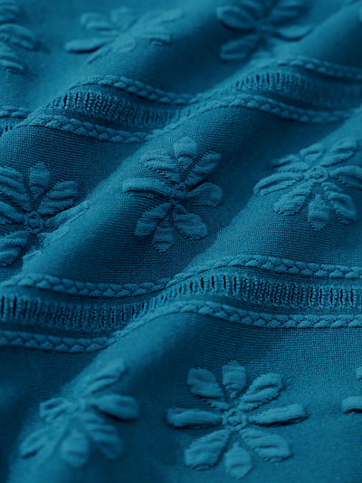 Bikini Top Azul Jacquard con Halter