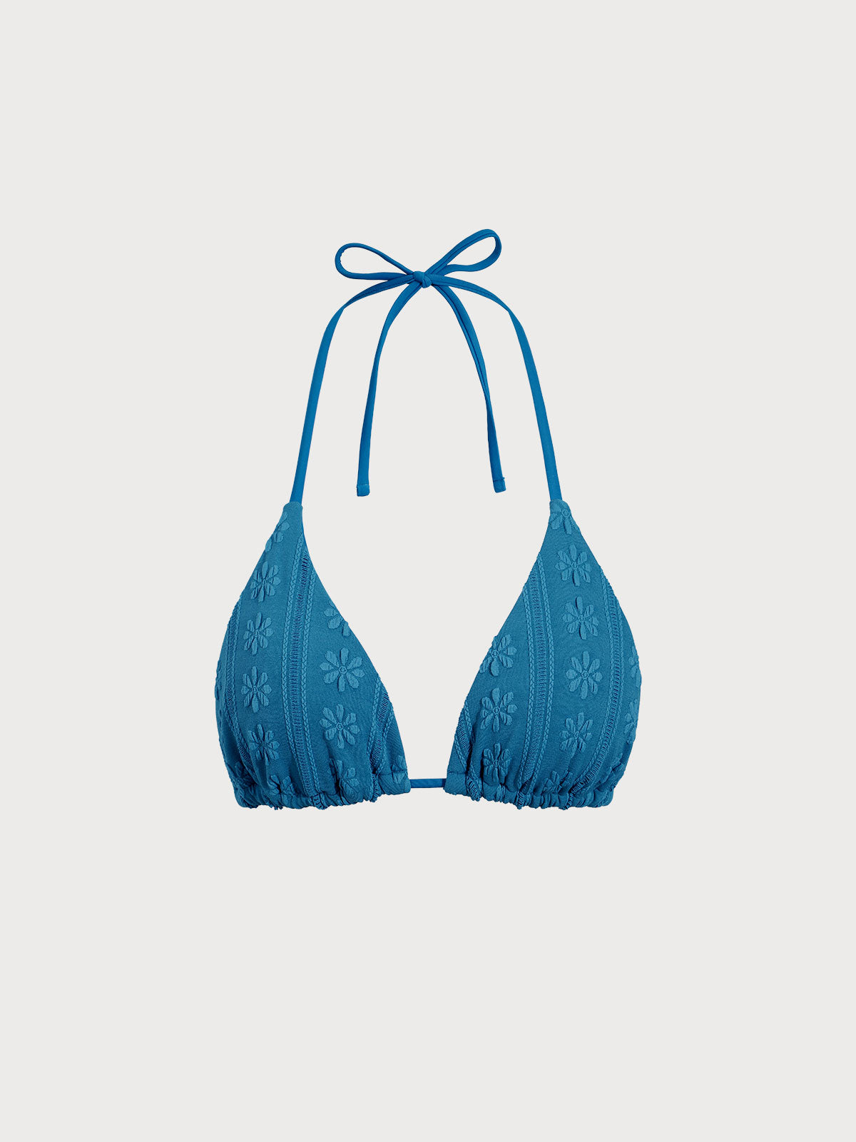 Bikini Top Azul Jacquard con Halter