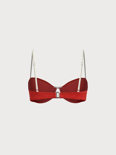 Bikini Top Jacquard Rojo Arcilla con Varilla
