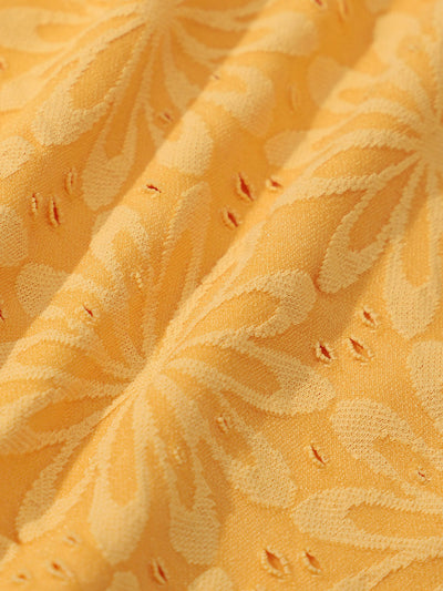 Top de bikini amarillo de jacquard floral