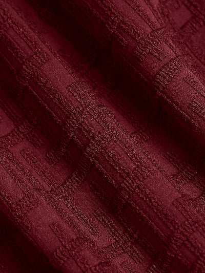 Bikini Top Rojo Vino Texturizado con Aro en U y Espalda Cruzada