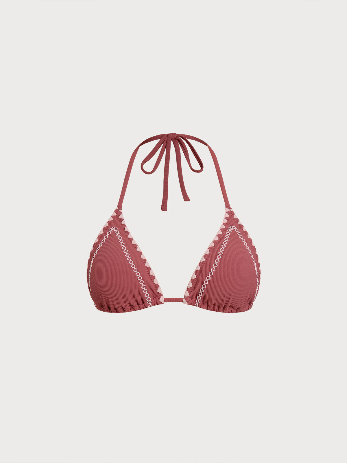 Bikini Top Triangular Rojo Arcilla con Costuras