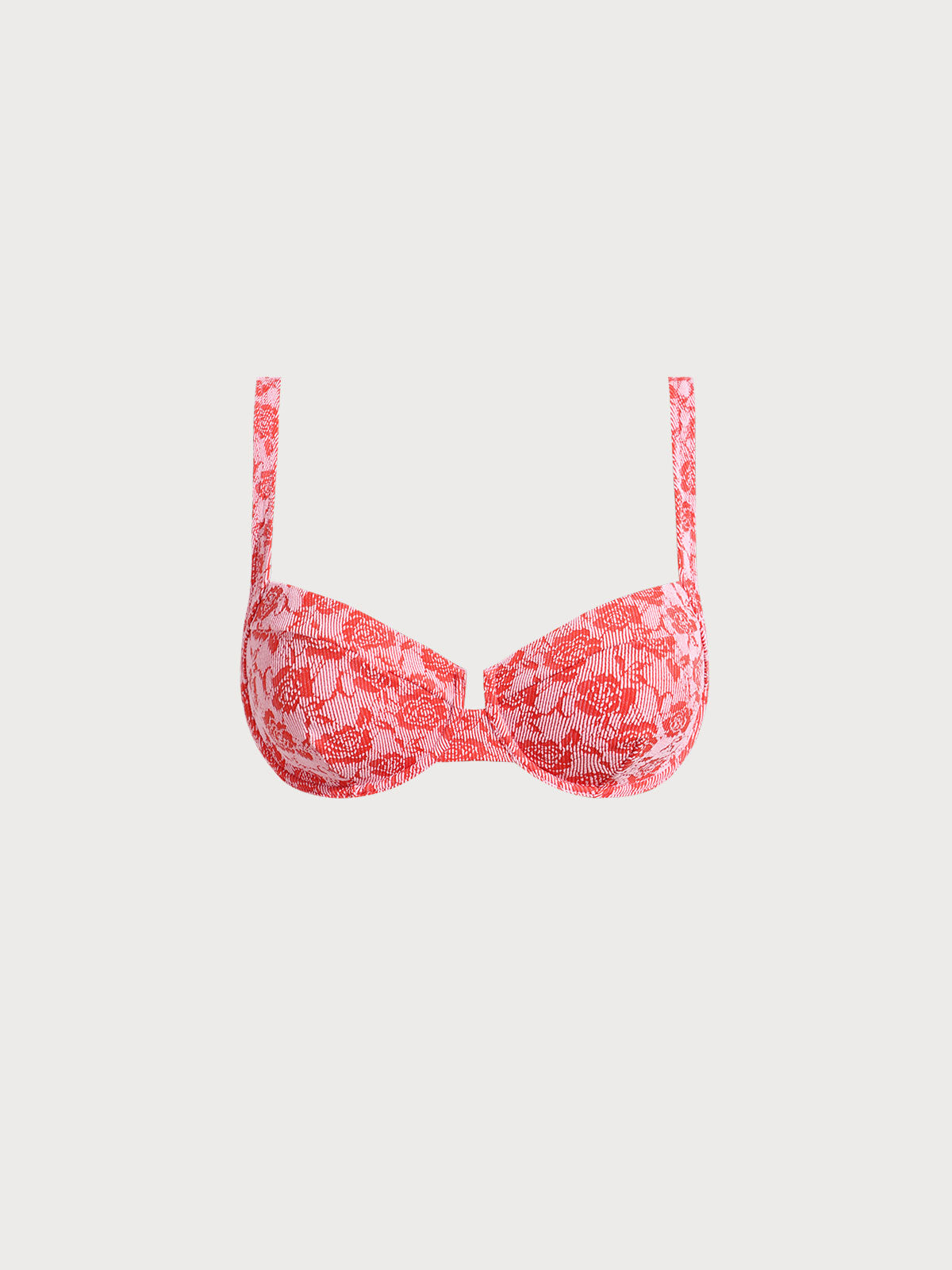 Bikini Top Rojo Rosado Texturizado con Varilla