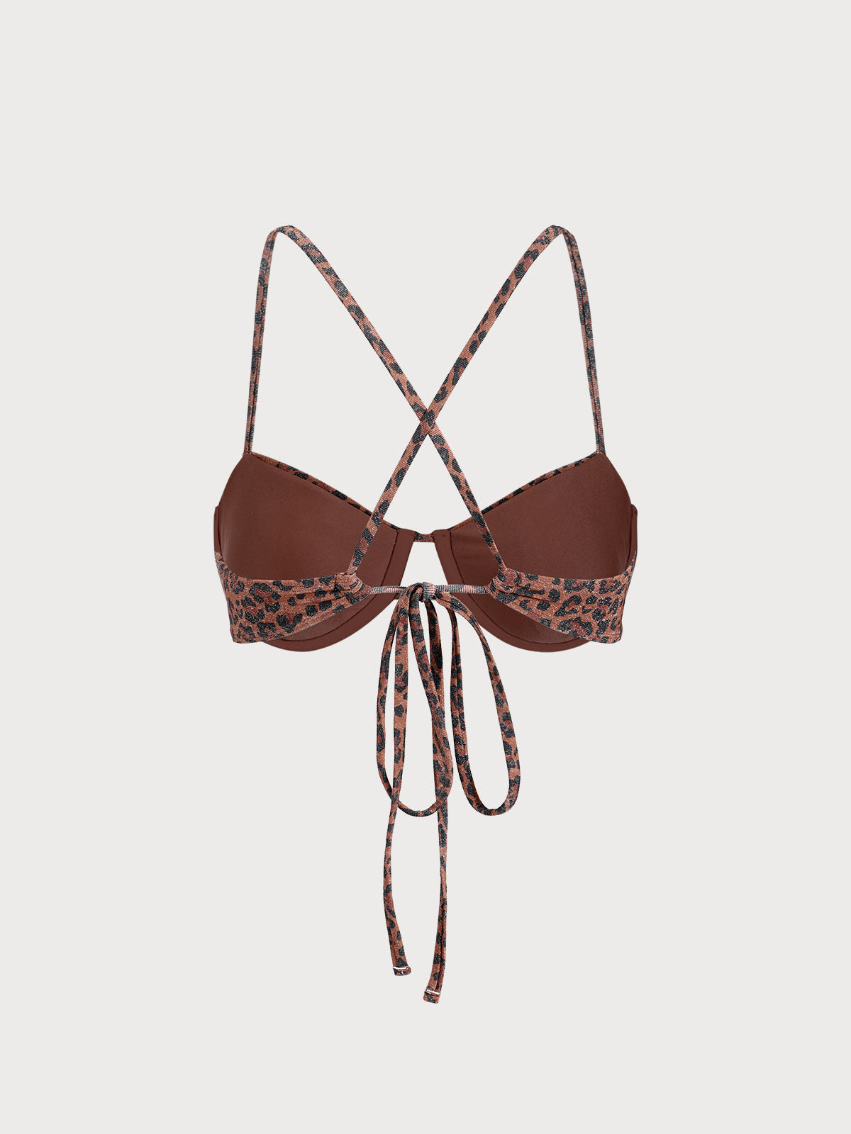 Bikini Top Animal Print con Varilla y Brillo Lurex