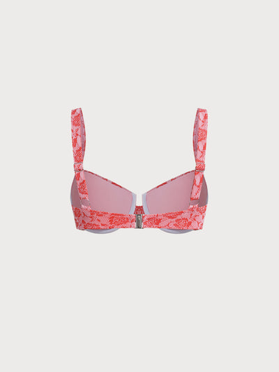 Bikini Top Rojo Rosado Texturizado con Varilla