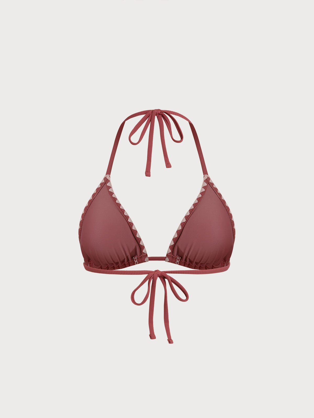 Bikini Top Triangular Rojo Arcilla con Costuras