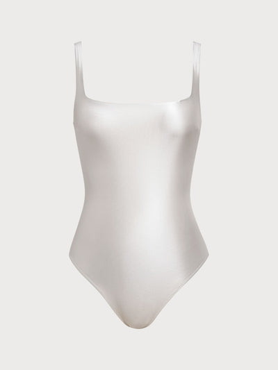 Bañador enterizo blanco sin relleno y con espalda de pétalos