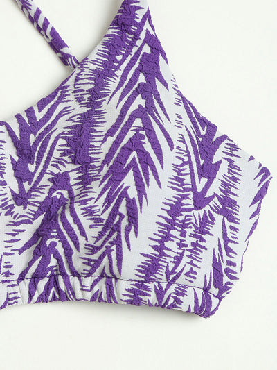 Bikini Top Aura Lila Texturizado con Recortes