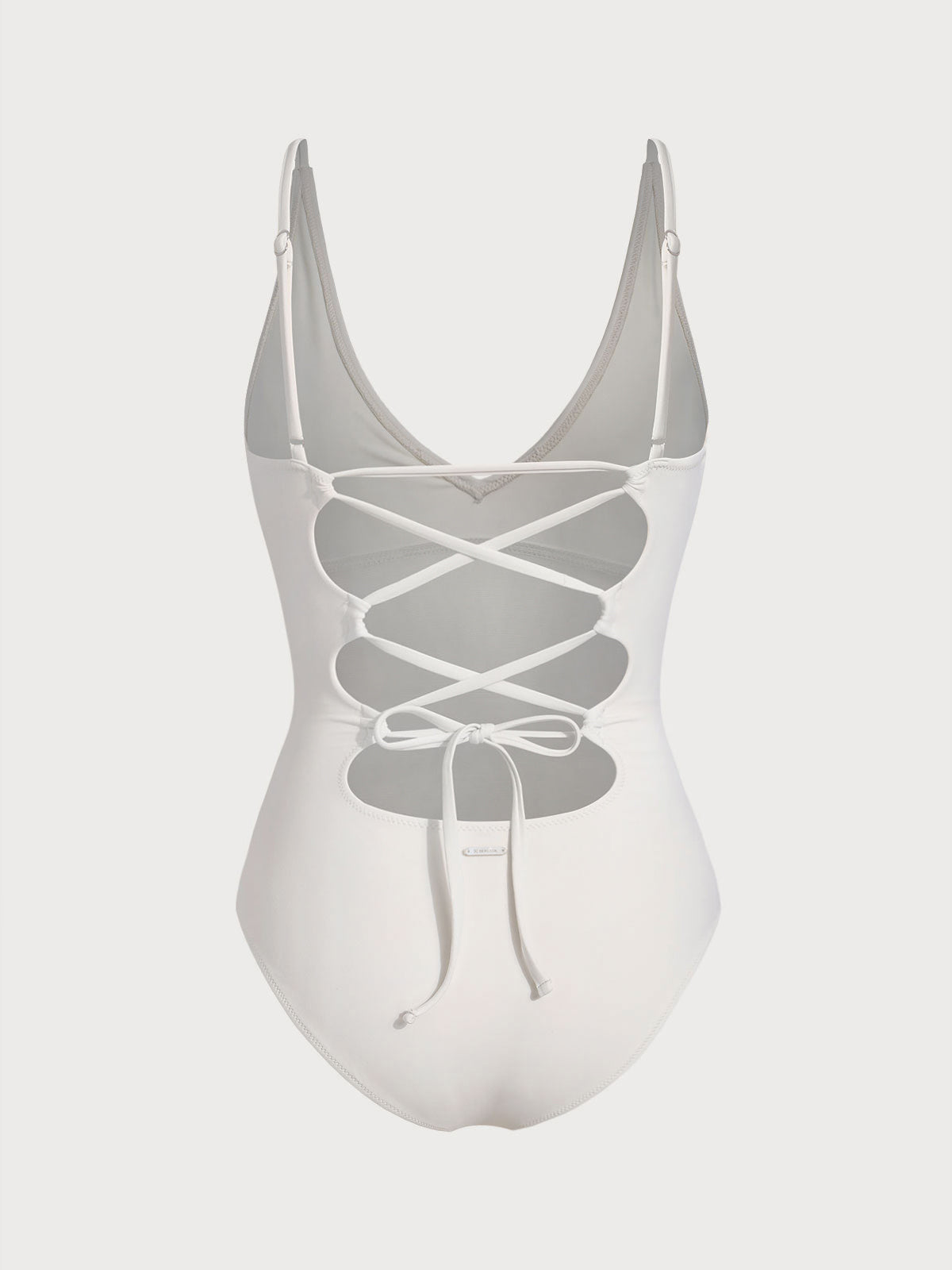 Bañador enterizo blanco hueso con escote en V