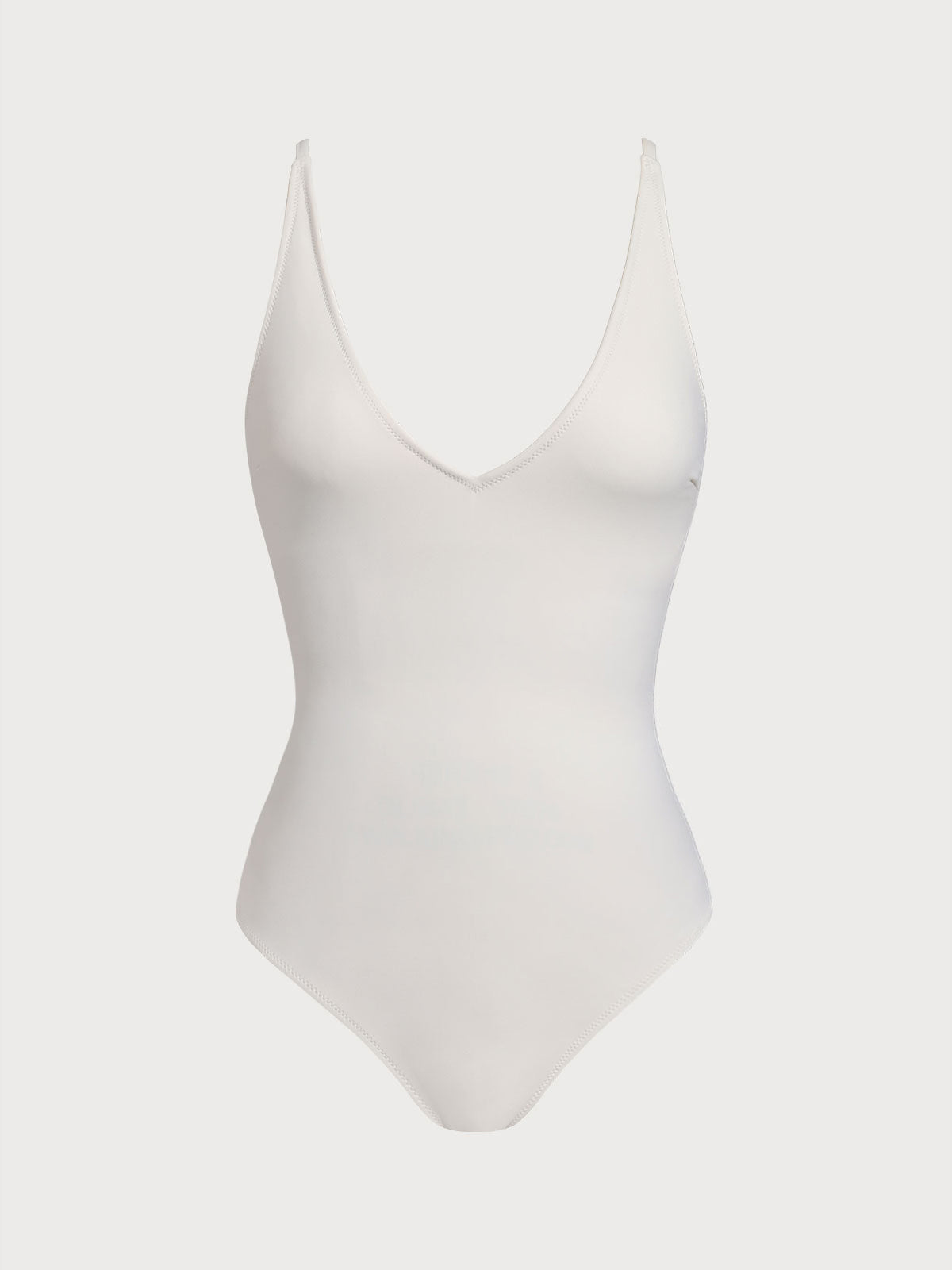 Bañador enterizo blanco hueso con escote en V