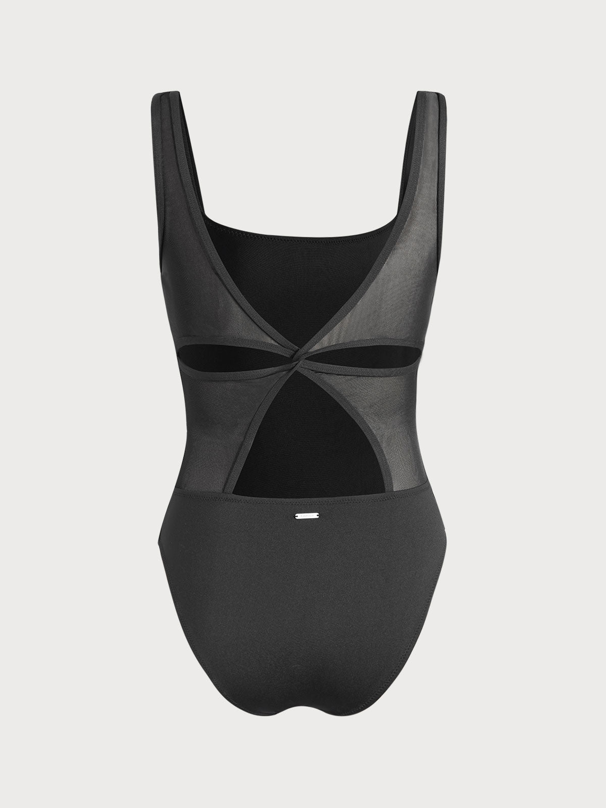 Traje de Baño Entero Negro con Espalda en Pétalos y Control Abdomen