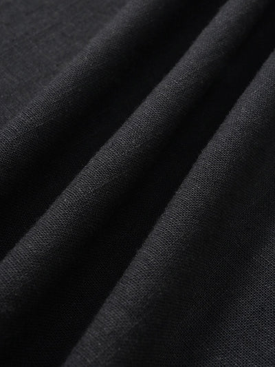 Vestido de playa negro con escote en V y plisado